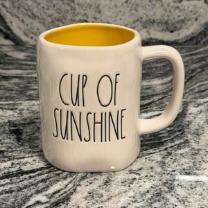 Rae Dunn Coffee Mug "Cup of Sunshine" Artisan Collection Magenta Yellow Interior